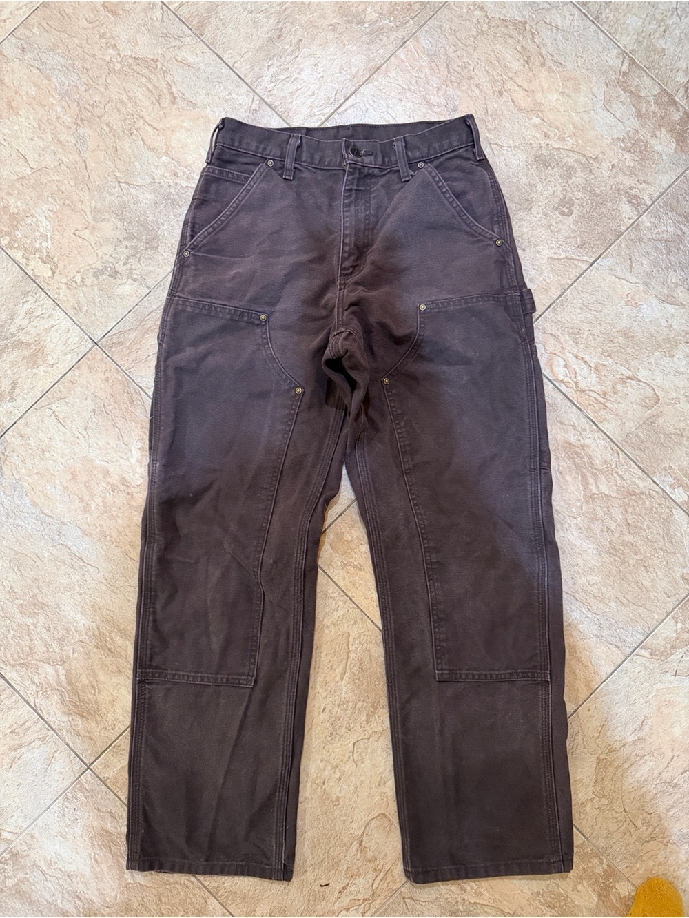 Double-Front Work Pant - Loose Fit - Washed Duck - Distressed From Work